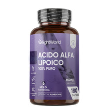 Carica l'immagine nel visualizzatore di Gallery, Acido Alfa Lipoico, 100% Puro, 650mg per Capsula, 180 Capsule, 1 al Giorno