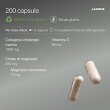 Carica l'immagine nel visualizzatore di Gallery, Collagene Marino con Magnesio e Vitamina C - 200 Capsule - Anti Age