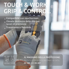 Carica l'immagine nel visualizzatore di Gallery, Gebol Multi Flex Touch, 1 paio di guanti da lavoro per uomo e donna con funzione touch screen e gommini in nitrile per u
