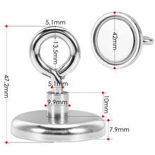Carica l'immagine nel visualizzatore di Gallery, Wukong 72.5KG(160LB) Magnete da Pesca,42mm Calamite Potenti,Magneti Neodimio Potenti,Calamita Potente per la Pesca, il S