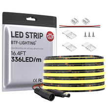 Carica l'immagine nel visualizzatore di Gallery, BTF-LIGHTING FCOB COB Flessibile ad Alta Densità Monocolore Striscia LED Bianco Caldo 3000K DC12V 5M 336LEDs/M 8W/M 8mm 