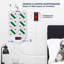 Carica l'immagine nel visualizzatore di Gallery, EXTRASTAR Multipresa 6 Post,Presa con interruttore automatico di protezione 10 A,multipresa protetta,surge Arrest, 6 pre