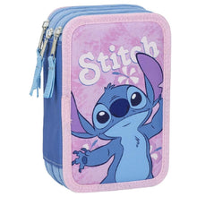 Carica l&#39;immagine nel visualizzatore di Gallery, Astuccio Stitch Disney astuccio multiscomparto 3 zip per la scuola completo 44 pezzi penne matite colori pennarelli