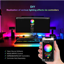 Carica l'immagine nel visualizzatore di Gallery, BTF-LIGHTING WS2812E Fili in lega ECO RGB 5050SMD Indirizzabile individualmente 5m 60Pixel/m Flessibile nero PCB Full Co