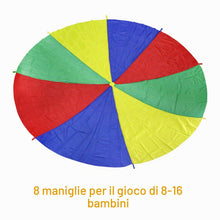 Carica l'immagine nel visualizzatore di Gallery, Ballery Paracadute color arcobaleno, 2M Paracadute da Gioco Arcobaleno da Gioco Set con 8 Maniglie per Bambini Attività 
