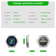 Carica l'immagine nel visualizzatore di Gallery, Faretti Segnapassi 20 LED Solare Esterno, Attaccare al Bordo con Biadesivo