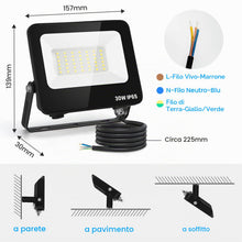 Carica l'immagine nel visualizzatore di Gallery, Aigostar- Faretto led 30W da esterno bianco freddo,super illuminoso faretti led 2450 lumen 6500k, impermeabile IP65 per 