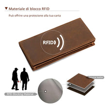 Carica l&#39;immagine nel visualizzatore di Gallery, Kattee Portafoglio Uomo Verticale in Vera Pelle, Portacarte con Grande Capacità, Portamonete Fatto con Lavorazione di Crazy-horse or Vegetable-tanned (marrone con scatola)