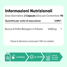 Carica l'immagine nel visualizzatore di Gallery, Bucce di Psillio Biologiche, 180 Capsule Vegane, 1400mg per Dose, 3 Mesi