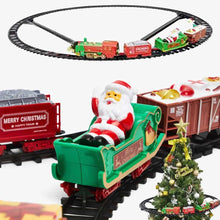 Carica l&#39;immagine nel visualizzatore di Gallery, PARTENOPE Trenino Natalizio con Supporto Installazione per Centro Albero di Natale Treno Elettrico 2 Vagoni + Slitta Babbo Natale con Luci e Suoni Decorazioni Natalizie Diametro Pista 89 cm
