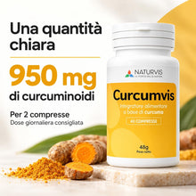 Carica l'immagine nel visualizzatore di Gallery, Curcumvis 40 Compresse - Integratore di Curcuma Longa, 950 mg di Curcuminoidi per 2 Compresse - 48 g