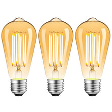 Carica l'immagine nel visualizzatore di Gallery, ZIKEY Lampadina LED E27, 10W (Equivalente a 100W), ST64 Stile Vintage Edison, Luce Bianco Caldo 2700K, 1000lm, Vetro Amb