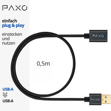Carica l'immagine nel visualizzatore di Gallery, PAXO Prolunga USB 0,5 m, 10 Gbit/s (1,25 GByte/s), USB 3.2 Gen2 (3.0, 3.1), cavo di prolunga USB, da spina A a presa A, 