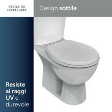 Carica l'immagine nel visualizzatore di Gallery, Ideal Standard Eurovit Sedile WC universale, sedile WC ovale resistente, resistente ai raggi UV e con portata fino a 150 kg, in robusto duroplast – Bianco (370x440 mm)