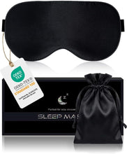 Carica l'immagine nel visualizzatore di Gallery, Aosun Mascherina per Dormire, Maschera per Dormire in Pura Seta di Gelso al 100% - Mascherina Occhi per Dormire Ipoallergenica Oscurante con Fascia Regolabile (Nero)