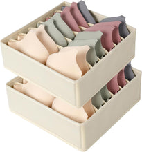 Carica l'immagine nel visualizzatore di Gallery, AiQInu Organizer Cassetti per Reggiseni,Set di 2 Organizzatore Cassetti Intimo Pieghevoli con 7 Scomparti,Organizer Armadio Biancheria Intima Divider Tessuto per Riporre Reggiseni,Calze e Cravatte
