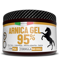 Carica l'immagine nel visualizzatore di Gallery, Arnica Per Cavalli Uso Umano 95% con PEA 500ml | Arnica Gel Forte Con Calendula, Aloe Vera e Menta | Crema Arnica Forte 100% Naturale come Balsamo Cavallo | Per Massaggio Muscoli e Articolazioni