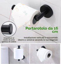 Carica l'immagine nel visualizzatore di Gallery, Set di accessori da bagno, 10 pezzi nero opaco in acciaio inox set di hardware per bagno, set di accessori da bagno con barre per asciugamani da 40,6 cm, porta carta igienica, anelli per asciugamani,