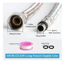 Carica l'immagine nel visualizzatore di Gallery, 2 Pz Tubo Flessibile G3/8 x M10 60 cm, Acciaio