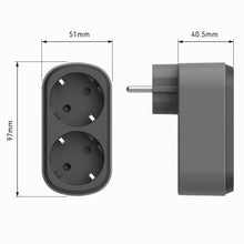 Carica l'immagine nel visualizzatore di Gallery, Electraline 55096 Adattatore Doppio Prima 2 Prese 16A (2P+E) Schuko Frontale, Multipresa a 2 Prese Schuko, Nero/Grigio