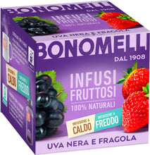 Carica l'immagine nel visualizzatore di Gallery, Bonomelli Infusi Fruttosi, Uva Nera e Fragola, Confezione da 12 Filtri, Gusto Intenso e Delicato, Infusione a Caldo e a 