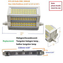 Carica l'immagine nel visualizzatore di Gallery, QLEE Lampadina LED R7S 50W Luce calda Dimmerabile 3000k Doppio attacco J118 Tipo J 118 mm 118mm Proiettore a LED 5000LM 