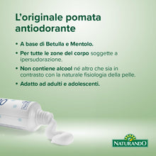 Carica l'immagine nel visualizzatore di Gallery, Naturando Quotidiana Pomata Antiodorante che Previene il Cattivo Odore Ostacolando la Degradazione del Sudore da parte d