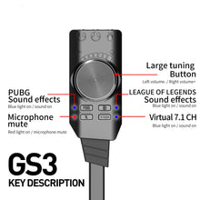Carica l'immagine nel visualizzatore di Gallery, Virtual 7.1 Canale USB Scheda Audio Esterno Adattatore Spina per PC Laptop PS5