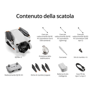 DJI Mini 3 – Mini drone con fotocamera leggero e pieghevole con video in 4K HDR, autonomia di 38 minuti, Riprese verticali native e funzioni intelligenti, C0