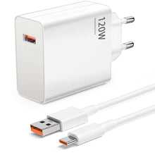 Carica l'immagine nel visualizzatore di Gallery, 120W Caricatore Rapido Adattatore USB per Xiaomi,Caricatore Turbo con Cavo USB C 2m per Xiaomi 14 Ultra 14T 13T 13 12T 1