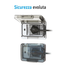 Carica l'immagine nel visualizzatore di Gallery, 4box - Custodia Wide grado di protezione IP55 completa di presa schuko bivalente. Per scatola incasso 3 moduli. Protezio