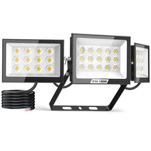 Carica l'immagine nel visualizzatore di Gallery, Faro LED da 150 W, 15.000 lm, proiettore per esterni con 3 teste regolabili, 6500 K, impermeabile IP66, per patio, veran
