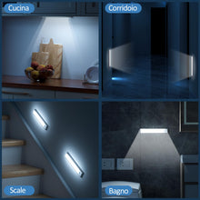 Carica l&#39;immagine nel visualizzatore di Gallery, Luce LED Sottopensile Cucina Luci - Sensore Batteria Armadio Lampada Ricaricabile Magnetica Movimento Senza Fili Striscia Lampade Barra USB Interno Strisce Light Adesive Sotto Pensile Illuminazione