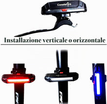 Carica l'immagine nel visualizzatore di Gallery, Set luci LED bici anteriore e posteriore ricaricabili USB IPX6
