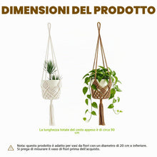 Carica l'immagine nel visualizzatore di Gallery, 2 Pezzi Portavasi da Appendere,Bohémien Vasi da Appendere Esterno Intern,Porta Vaso Appenderes in Corda Cotone con Ganci