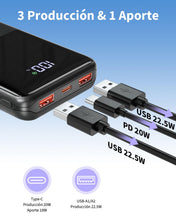 Carica l'immagine nel visualizzatore di Gallery, Batteria esterna 22.5W 20000mAh Power Bank Ricarica Rapida, Batteria Portatile USB C Input &amp; Output PD3.0 QC4.0 Power Ba
