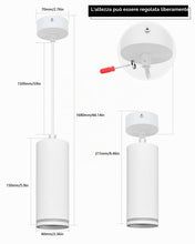 Carica l'immagine nel visualizzatore di Gallery, Lampadario a Sospensione Moderno 15cm, Lampada a Sospensione con Portalampada GU10, Lampadario Cilindrico Bianco, Lampad