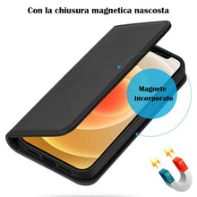 Carica l'immagine nel visualizzatore di Gallery, Mixroom - Custodia Cover Case a Libro Nero Per iPhone 13 Con Stand In Ecopelle Chiusura magnetica Formato Portafoglio Pa