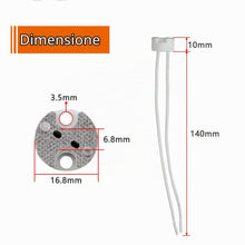 Carica l'immagine nel visualizzatore di Gallery, Portalampada GU5.3 MR16 con Cavo Silicone 14cm, 12V-250V, 2A max. 100W, Presa Porta Lampade in Ceramica Attacco GU5.3 GU