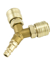 Carica l'immagine nel visualizzatore di Gallery, QWORK® Distributore di Aria Compressa a 2 vie con Connettore rapido aria compressa Filettati da 1/4 di Pollice y Raccord