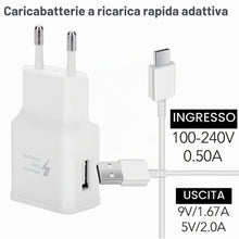 Carica l'immagine nel visualizzatore di Gallery, Caricatore USB C con cavo 1,5 m Caricabatterie da parete per Samsung Galaxy