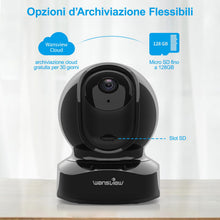 Carica l'immagine nel visualizzatore di Gallery, wansview 2K Telecamera Wifi Interno, Videocamera Sorveglianza Interno Wifi con Audio Bidirezionale e Funziona con Alexa, Telecamera Sorveglianza Wifi con Notifiche in Tempo Reale (nero)