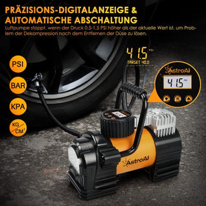 AstroAI Compressore Auto 12 V Aria Portatile Professionale con LED,...