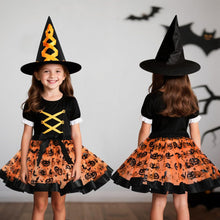 Carica l'immagine nel visualizzatore di Gallery, DiULi Costume da Strega per Bambina, Set da Strega da 3 Pezzi con Gonna di Tulle Cappello Strega Scopa, Costume da Streg
