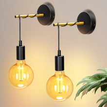 Carica l'immagine nel visualizzatore di Gallery, Aigostar Applique da parete interno, Applique camera da letto, Lampada da parete Vintage E27, Stile industriale retrò ne