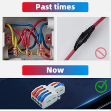 Carica l'immagine nel visualizzatore di Gallery, Morsetti Elettrici, CESFONJER 10 Pcs SPL-42 Connettori Elettrici Rapid, 2 in 4 fuori Connettore Bilaterale con Leva, Con