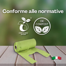 Carica l'immagine nel visualizzatore di Gallery, VIRSUS 1 Rotolo Buste Shopper Verde a Strappo da 1kg Circa 160 Buste Shopper biodegradabili compostabili Misura 24+12x40