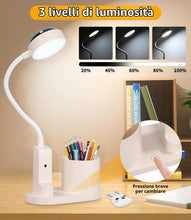 Carica l'immagine nel visualizzatore di Gallery, Lampada da Scrivania a LED per Bambini, Lampada da Tavolo 3 Luminosità Dimmerabile, Lampada da Lettura con Portapenne e 
