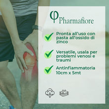 Carica l'immagine nel visualizzatore di Gallery, Benda Elastica all'Ossido di Zinco Medicata, 5mt x 10 cm, Bendaggi Funzionali, Antinfiammatoria, Pronta all'uso, Non si 