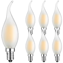 Carica l'immagine nel visualizzatore di Gallery, Lampadina LED E14, forma a fiamma, 4 W, sostituisce lampadine alogene da 40 W, 360 lumen, 2700 K, luce bianca calda, 6 p